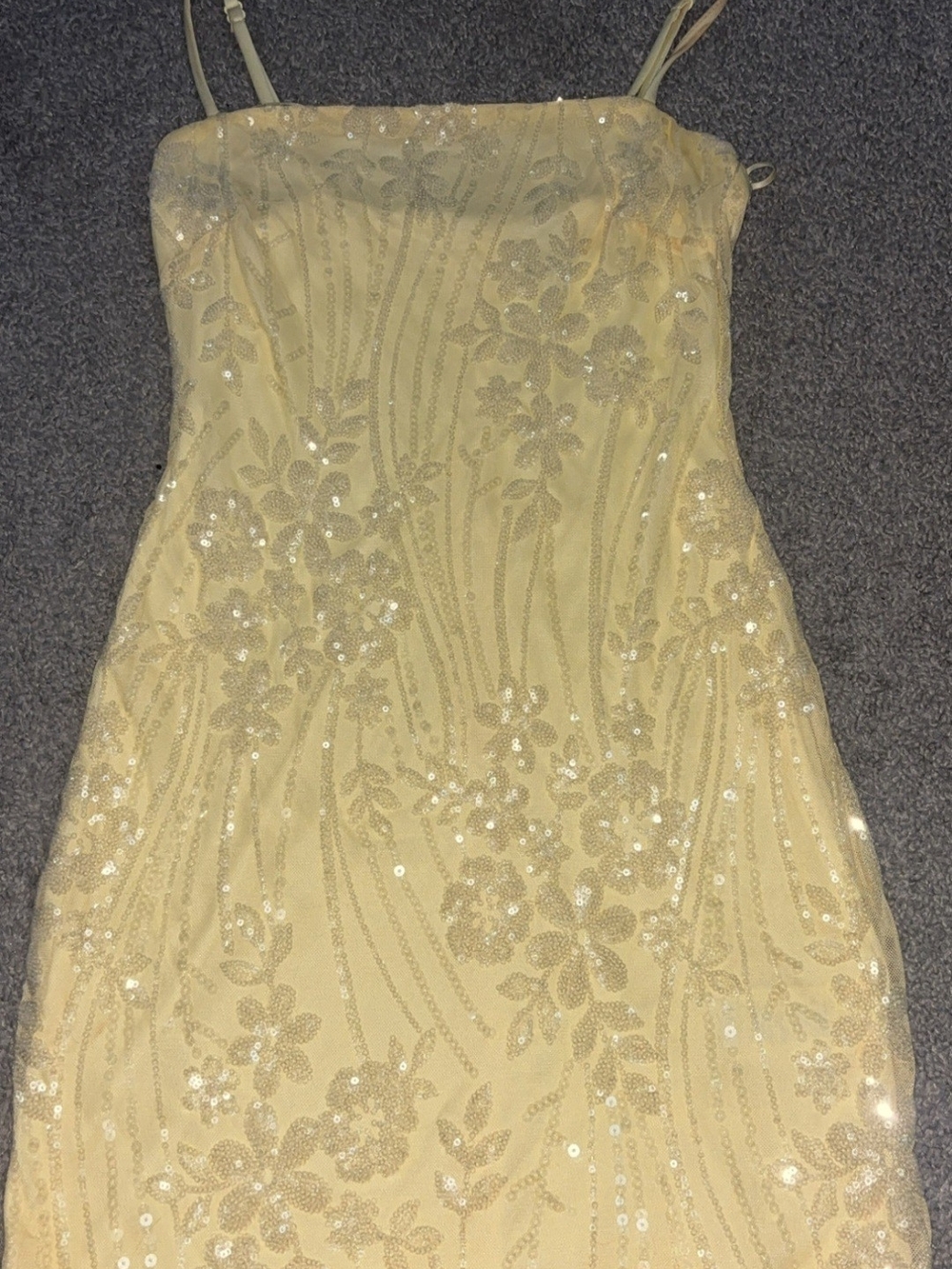 Windsor Cream Sequin Strapless Floral Slip Dress